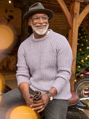 Joe Browns Purple Chunky Knit Crew Neck Jumper - Image 1 of 7