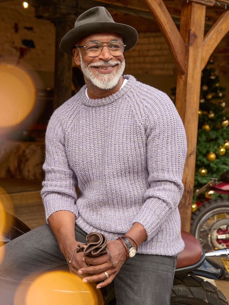 Joe Browns Purple Chunky Knit Crew Neck Jumper - Image 1 of 7