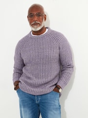 Joe Browns Purple Chunky Knit Crew Neck Jumper - Image 2 of 7