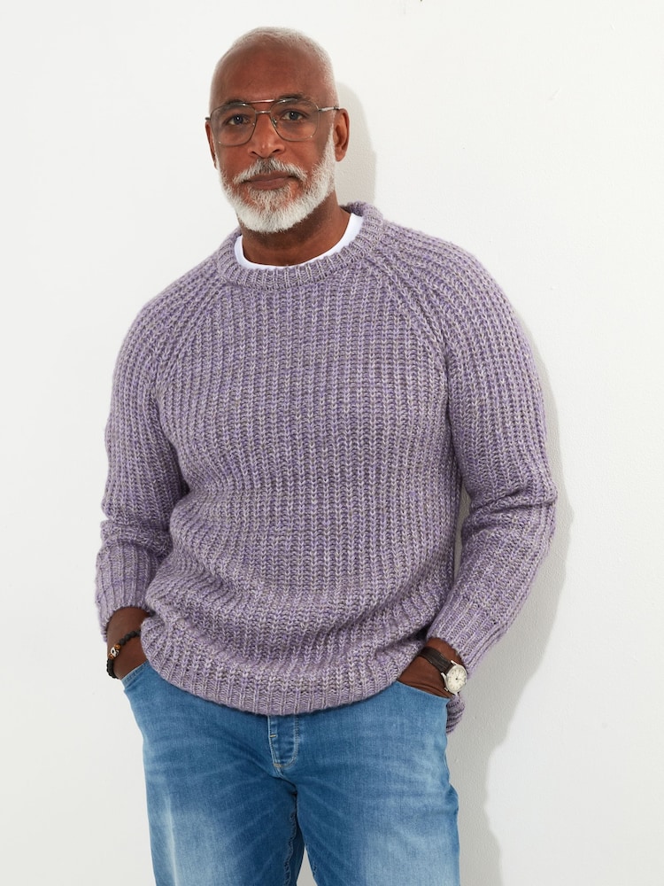 Joe Browns Purple Chunky Knit Crew Neck Jumper - Image 2 of 7