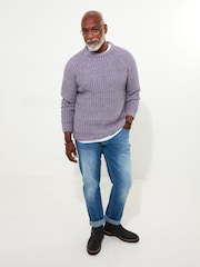 Joe Browns Purple Chunky Knit Crew Neck Jumper - Image 3 of 7