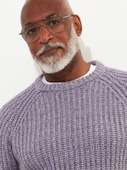 Joe Browns Purple Chunky Knit Crew Neck Jumper - Image 5 of 7
