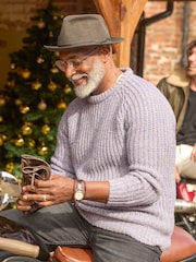 Joe Browns Purple Chunky Knit Crew Neck Jumper - Image 6 of 7