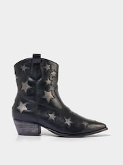 Joe Browns Silver Metallic Star Embroidered Western Leather Ankle Boots - Image 1 of 5