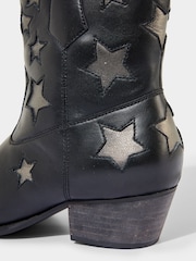 Joe Browns Silver Metallic Star Embroidered Western Leather Ankle Boots - Image 5 of 5