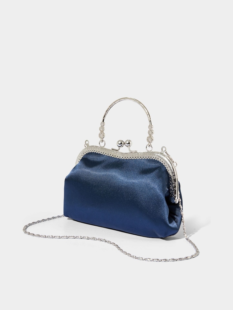 Joe Browns Blue Mini Satin Frame Evening Bag - Image 2 of 3