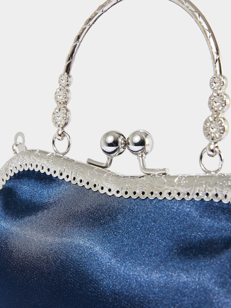Joe Browns Blue Mini Satin Frame Evening Bag - Image 3 of 3