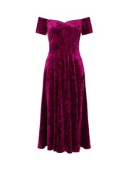 Joe Browns Red Sweetheart Neck Velour Knee Length Dress - Image 5 of 5