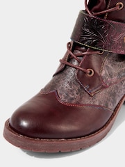 Joe Browns Brown Chunky Tooled Strap Embossed Leather Long Boots - Image 4 of 6