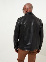 Joe Browns Black Classic Leather 100% Cotton Jacket with Vintage Check Lining - Image 5 of 7