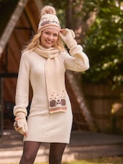 Joe Browns Cream Classic Cable Knit Funnel Neck Jumper Dress - Image 1 of 6