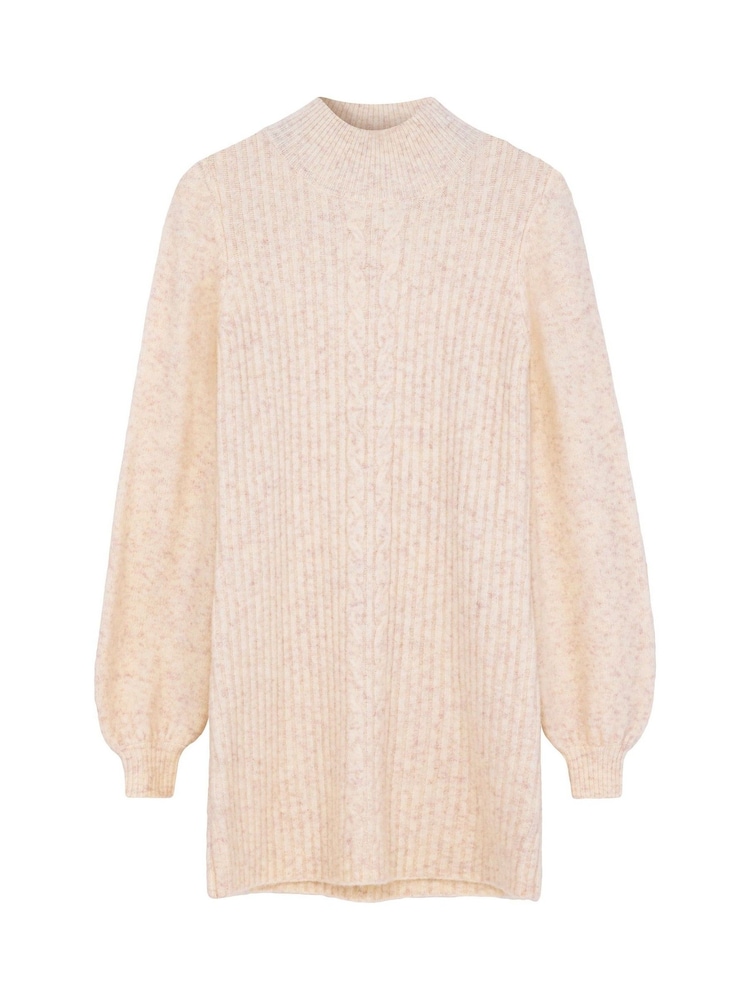 Joe Browns Cream Classic Cable Knit Funnel Neck Jumper Dress - Image 6 of 6