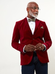 Joe Browns Red Bold Classic Velvet Suit Blazer with Contrast Lining - Image 3 of 7