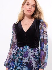 Joe Browns Blue Boho V-Neck Tiered Skirt Tunic Dress with Mock Waistcoat - Image 3 of 5