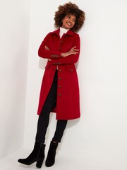 Joe Browns Berry Red Floral Velour Jersey Knee-Length  Wrap Coats - Image 3 of 8