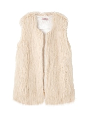 Joe Browns Cream Boho Shaggy Faux Fur Waistcoat - Image 1 of 2