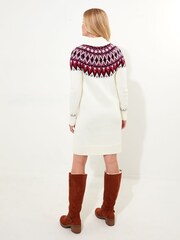 Joe Browns Cream Oversized Fair Isle Knit Funnel Neck Jumper Dress - Image 4 of 7