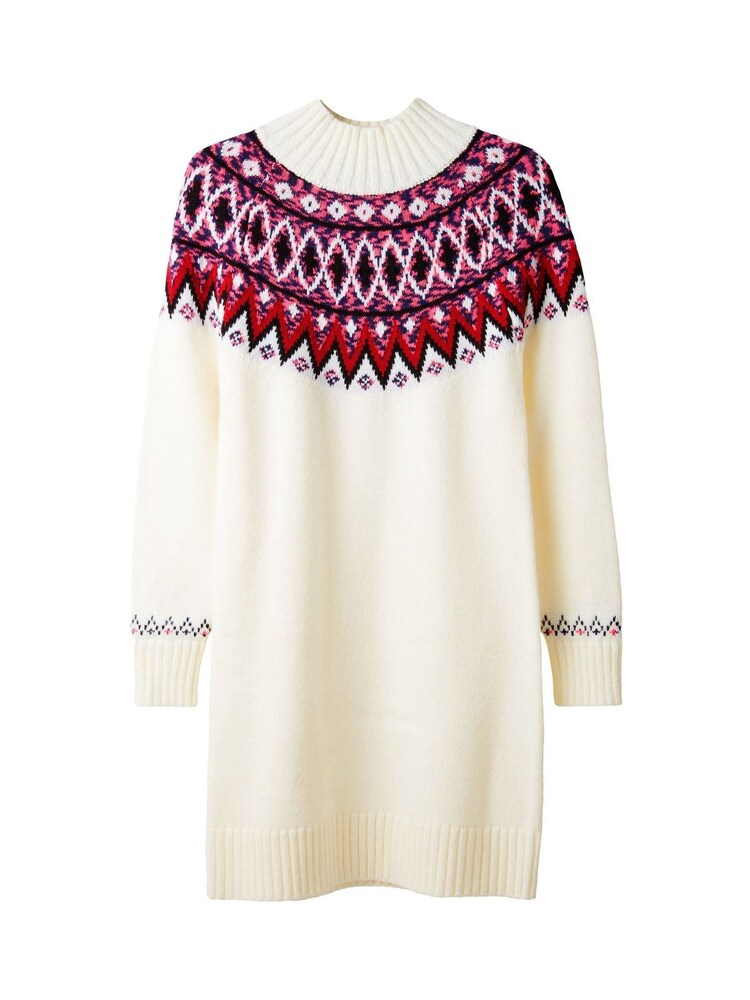 Joe Browns Cream Oversized Fair Isle Knit Funnel Neck Jumper Dress - Image 7 of 7