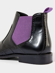 Joe Browns Black Leather Chelsea Boots with Brogue Details - Image 4 of 5