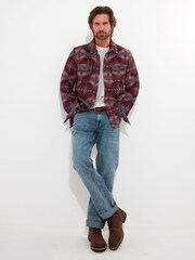 Joe Browns Red Colourful Aztec Print Long Sleeve 100% Cotton Shirt - Image 3 of 7