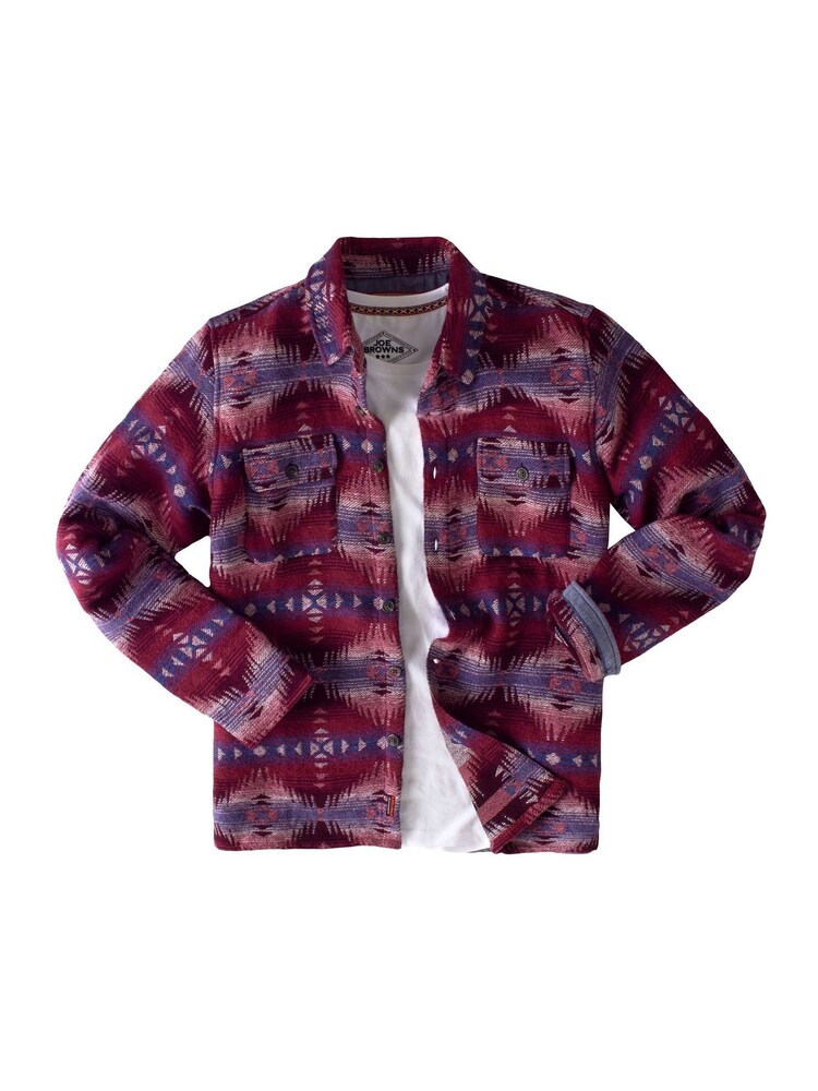 Joe Browns Red Colourful Aztec Print Long Sleeve 100% Cotton Shirt - Image 7 of 7