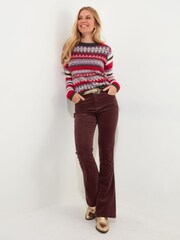 Joe Browns Pink Contrast Striped Sleeve Colourblocked Fairisle Pattern Jumper - Image 3 of 7