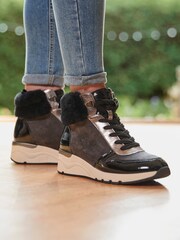 Joe Browns Grey Cosy Faux Fur Trim Trainer Boots - Image 1 of 8