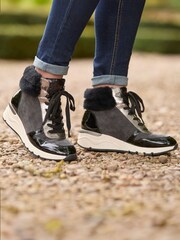 Joe Browns Grey Cosy Faux Fur Trim Trainer Boots - Image 2 of 8
