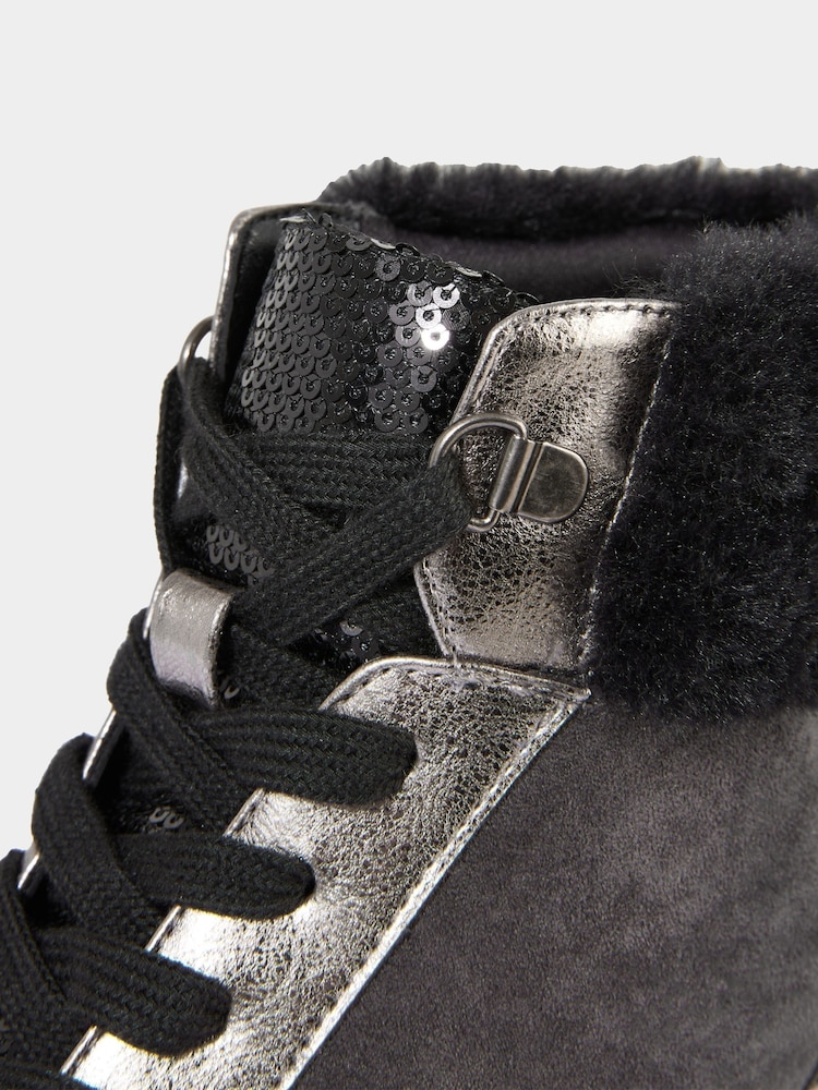 Joe Browns Grey Cosy Faux Fur Trim Trainer Boots - Image 8 of 8