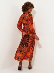 Joe Browns Dark Orange Petite Boho Button-Through Tassel Tie Maxi Dress - Image 2 of 5