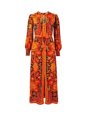 Joe Browns Dark Orange Petite Boho Button-Through Tassel Tie Maxi Dress - Image 5 of 5