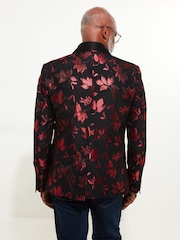 Joe Browns Black Poinsettia Print Shawl Collar Blazer with Satin Trims - Image 4 of 5