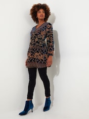Joe Browns Green Flattering Plunge V-Neck Devoré Mini Dress - Image 3 of 5