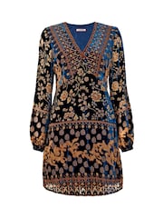 Joe Browns Green Flattering Plunge V-Neck Devoré Mini Dress - Image 5 of 5