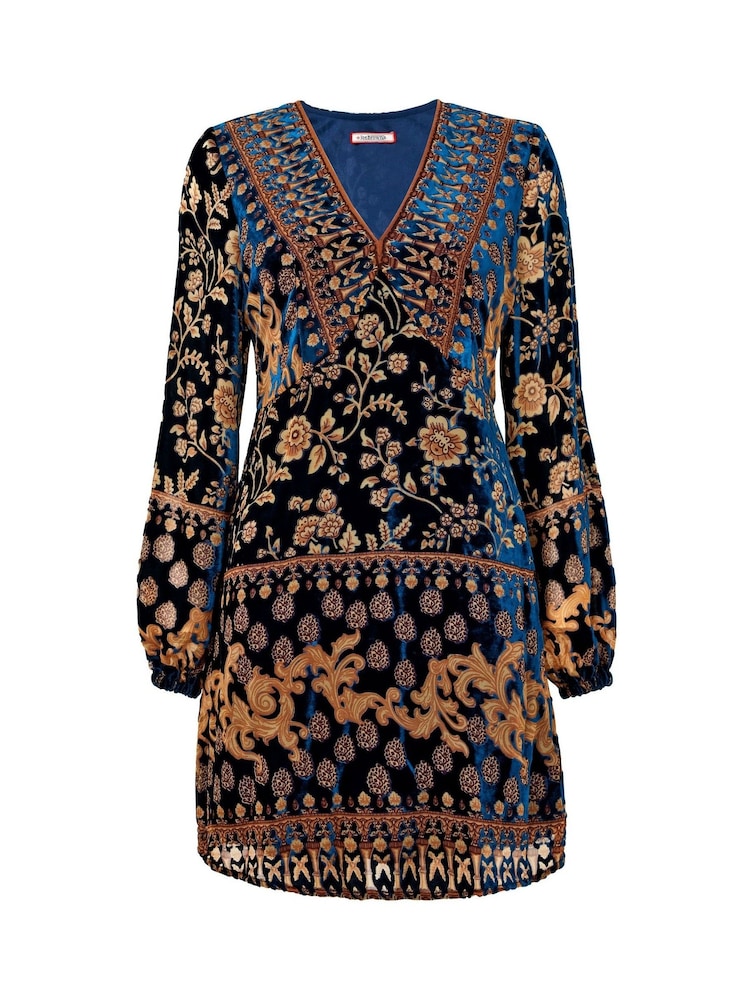 Joe Browns Green Flattering Plunge V-Neck Devoré Mini Dress - Image 5 of 5 Joe Browns Green Flattering Plunge V-Neck Devoré Mini Dress - Image 5 of 5
