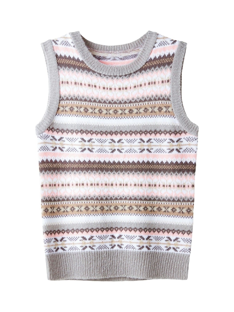 Joe Browns Cosy Retro Fair Isle Sleeveless Knitted Vest - صورة 7 من 7