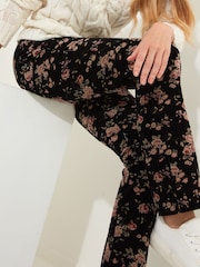 Joe Browns Black Floral Print Bootcut Moleskin Trousers - Image 3 of 6
