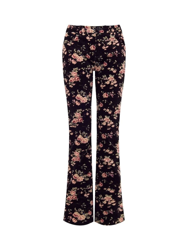Joe Browns Black Floral Print Bootcut Moleskin Trousers - Image 6 of 6