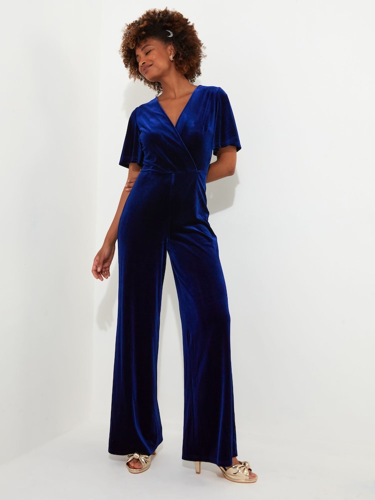 Joe Browns Black Velour Flutter Sleeve Mock Wrap Wide Leg Jumpsuit - Image 2 of 5 Joe Browns Black Velour Flutter Sleeve Mock Wrap Wide Leg Jumpsuit - Image 2 of 5