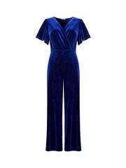Joe Browns Black Velour Flutter Sleeve Mock Wrap Wide Leg Jumpsuit - Image 5 of 5