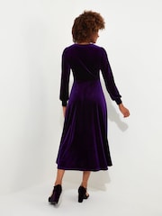 Joe Browns Purple Velour Long-Sleeved Midi Dress - Image 2 of 5