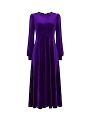 Joe Browns Purple Velour Long-Sleeved Midi Dress - Image 5 of 5