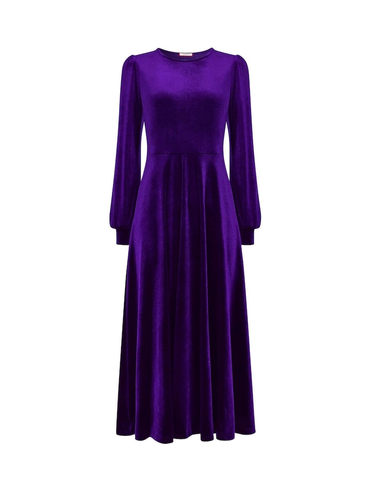 Joe Browns Purple Velour Long-Sleeved Midi Dress - Image 5 of 5