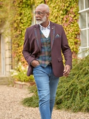 Joe Browns Red Regular Fit Tartan Trim Suit Jacket Blazer - Image 1 of 6