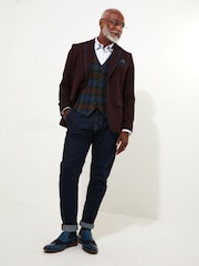 Joe Browns Red Regular Fit Tartan Trim Suit Jacket Blazer - Image 4 of 6