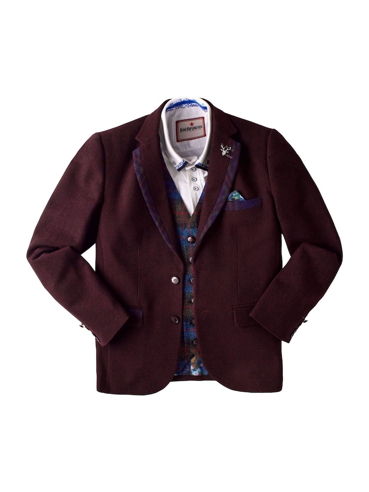 Joe Browns Red Regular Fit Tartan Trim Suit Jacket Blazer - Image 6 of 6