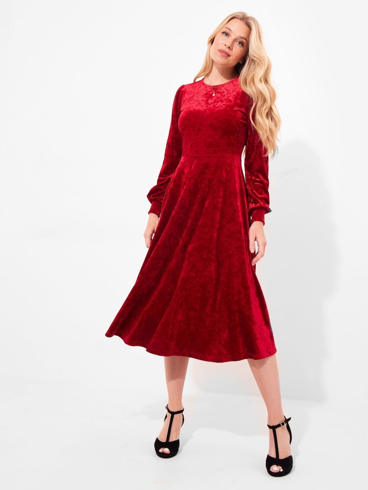 Joe Browns – Midi-Kleid aus Velours mit voluminösen Ärmeln - Bild 1 von 5 Joe Browns – Midi-Kleid aus Velours mit voluminösen Ärmeln - Bild 1 von 5