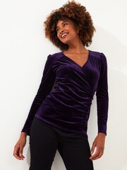 Lila - Joe Browns Velour Mock Wrap Long Sleeve Top - Bild 2 von 6