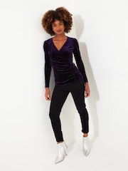 Lila - Joe Browns Velour Mock Wrap Long Sleeve Top - Bild 4 von 6