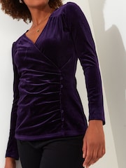 Lila - Joe Browns Velour Mock Wrap Long Sleeve Top - Bild 5 von 6